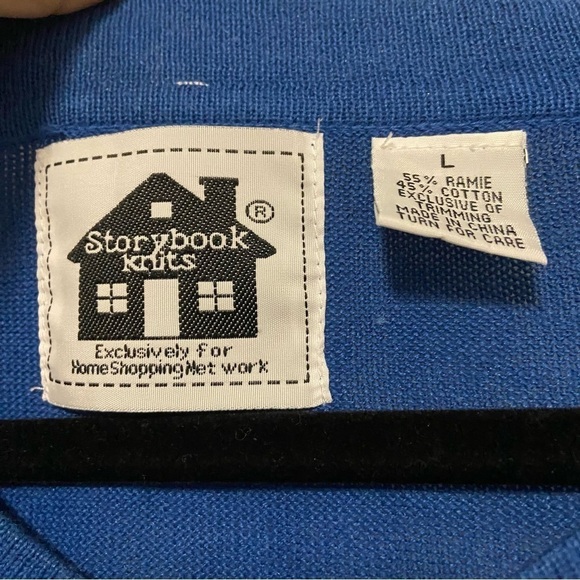 Vintage Storybook Knits Blue Sled Ride Ugly Christmas Sweater Size L - Picture 2 of 7
